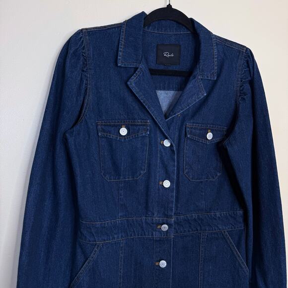 Rails Lisette Denim Mini Shirt Dress Women’s Medium Blue Raw Hem NEW $248 - Picture 3 of 6